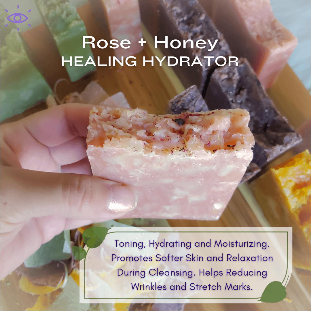 ROSE + HONEY | Natural Organic Handmade | Made with Extra Virgin Olive Oil, Coconut Oil, Castor oil and Organic Essential Oils